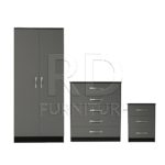 Classic HMO package – 2 door wardrobe set black and grey