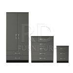 Classic HMO package – 2 door 2 drawer wardrobe set black and grey