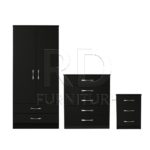 Classic HMO package – 2 door 2 drawer wardrobe set black