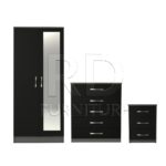 Classic HMO Package – 2 Door Mirrored Wardrobe Set grey and black