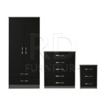 Classic HMO package – 2 door 2 drawer wardrobe set grey and black