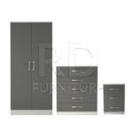 Classic HMO package – 2 door wardrobe set white and grey