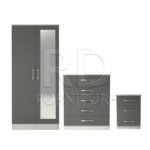 Classic HMO Package – 2 Door Mirrored Wardrobe Set white and grey