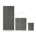 Classic HMO package – 2 door 2 drawer wardrobe set white and grey