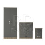 Classic HMO package – 2 door wardrobe set oak and grey