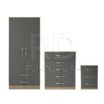Classic HMO package – 2 door 2 drawer wardrobe set oak and grey