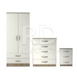Classic HMO package – 2 door 2 drawer wardrobe set oak and white