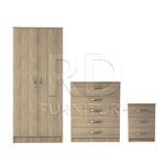 Classic HMO package – 2 door wardrobe set oak