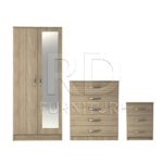 Classic HMO Package – 2 Door Mirrored Wardrobe Set oak