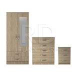 Classic HMO package – 2 door 2 drawer mirrored wardrobe set oak