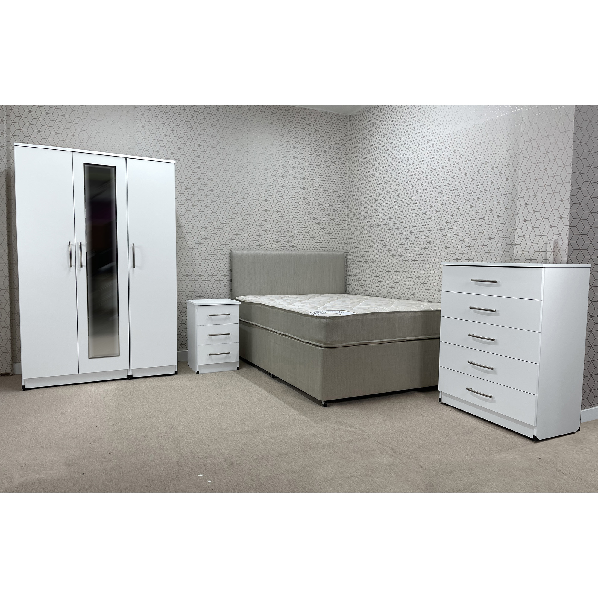 Classic HMO package 2 door 2 drawer mirrored wardrobe set Landlord
